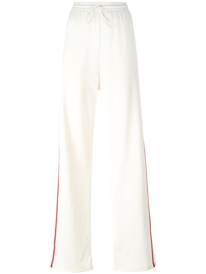Mm6 Maison Margiela Side Stripe Drawstring Track Pants, Women's, Size: Xs, White, Polyimide/viscose/cotton