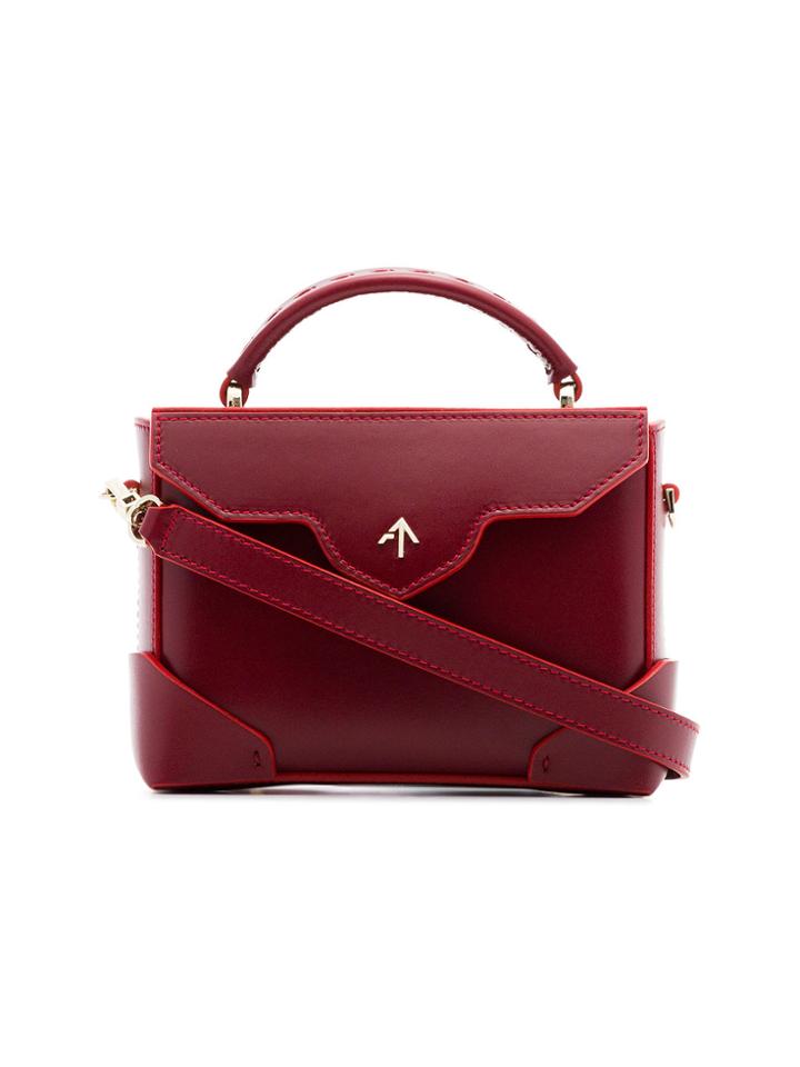 Manu Atelier Red Micro Bold Leather Cross-body Bag