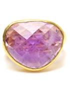 Ram Hammered 22k Gold And Amethyst Ring, Women's, Metallic