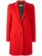 Alberto Biani Single Breasted Mid Coat, Women's, Size: 42, Red, Virgin Wool/viscose/acetate