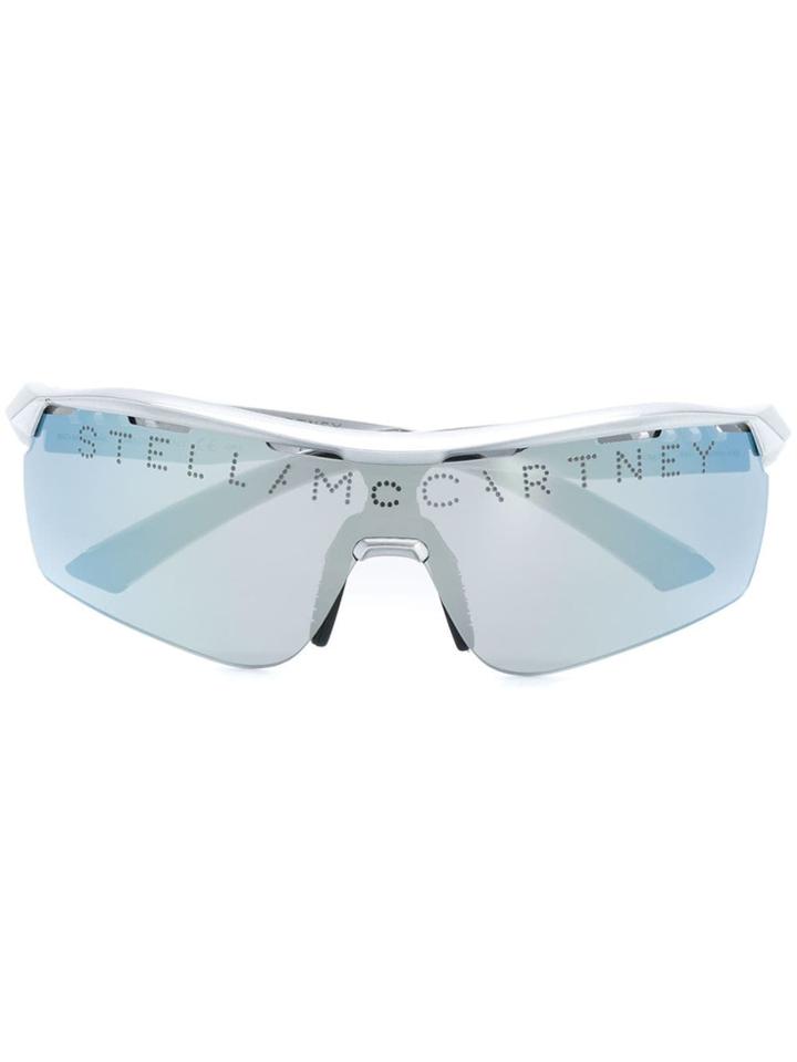 Stella Mccartney Eyewear Logo Print Mirrored Sunglasses - Grey