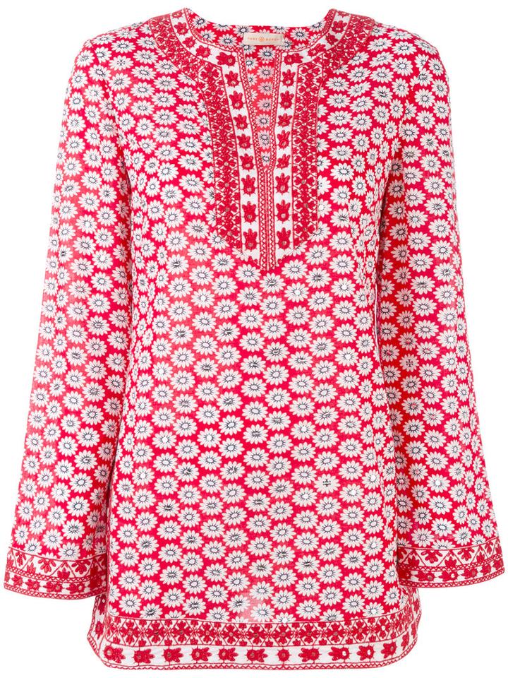 Tory Burch - Floral Pattern Kaftan - Women - Cotton/polyester - 12, Red, Cotton/polyester