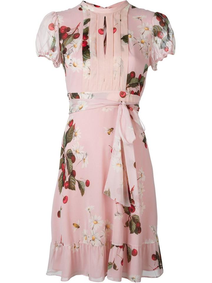 Red Valentino Cherry Print Front Bib Dress