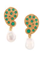 Oscar De La Renta Taj Drop Pearl Earrings - Gold