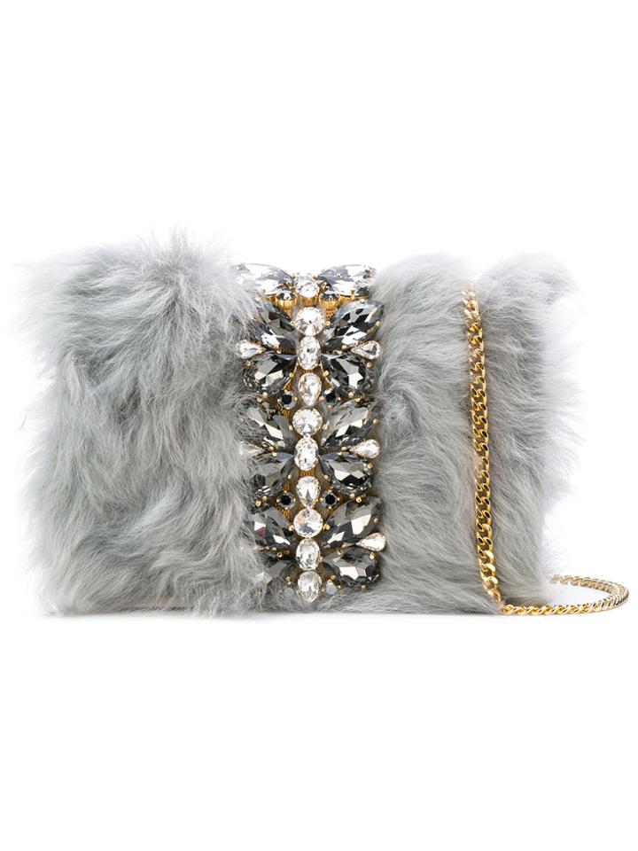Emanuela Caruso Embellished Crossbody Bag - Grey