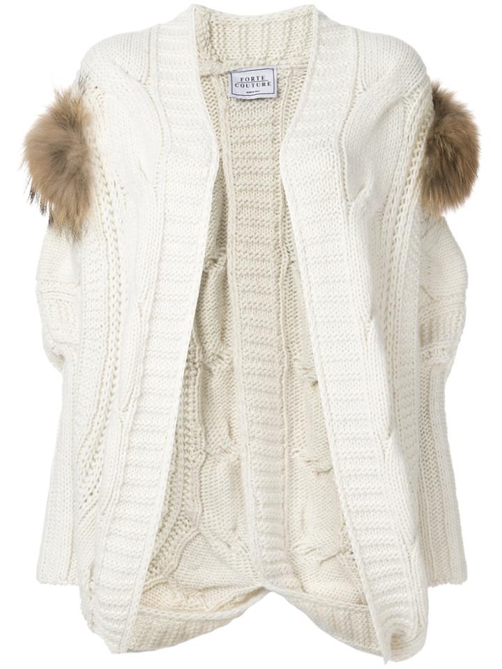 Forte Couture Fur Details Cardigan - Nude & Neutrals