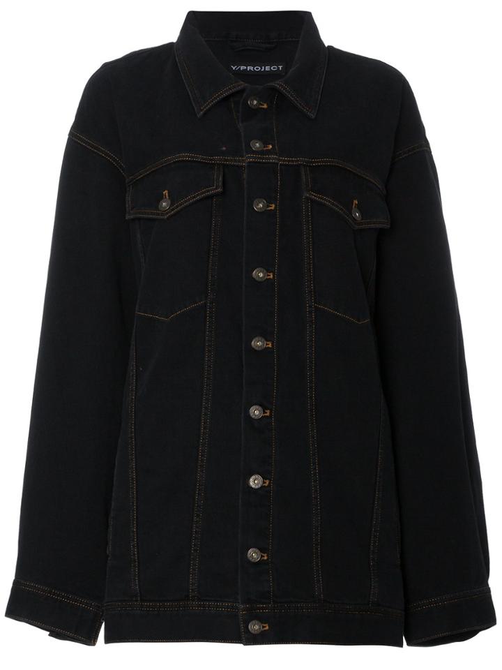 Y / Project Oversized Shoulder Panel Denim Jacket - Black