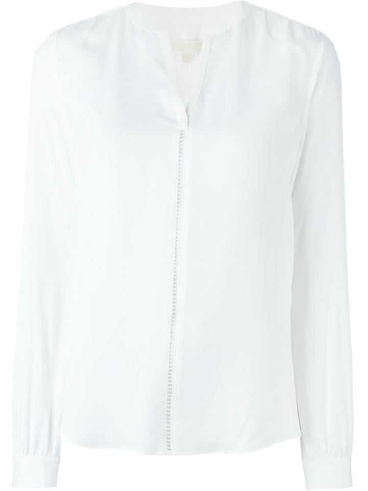 Michael Michael Kors Ladder Embroidery Blouse, Women's, Size: Large, White, Silk