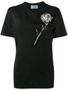 Prada Rose Appliqué Oversized T-shirt - Black