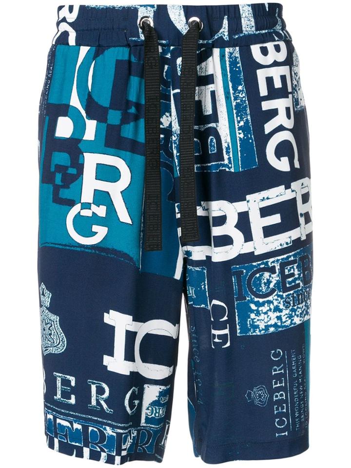 Iceberg All Over Logo Shorts - Blue