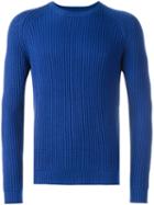 Roberto Collina Ribbed Sweater, Men's, Size: 46, Blue, Merino