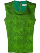 Yves Saint Laurent Pre-owned Leaf Print Sleeveless Blouse - Green