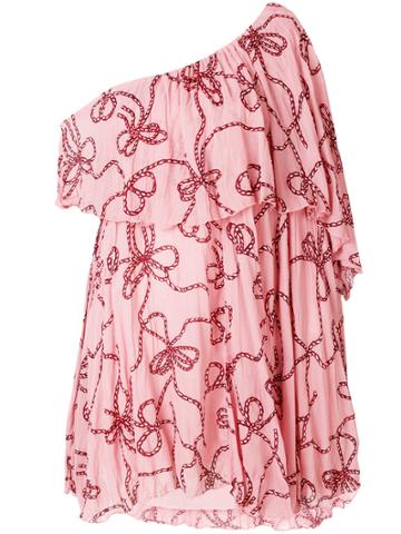 Pinko One-shoulder Ruffle Blouse - Pink & Purple