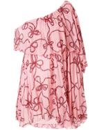 Pinko One-shoulder Ruffle Blouse - Pink & Purple