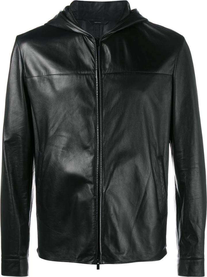 Fendi Bag Bugs Hooded Leather Jacket - Black