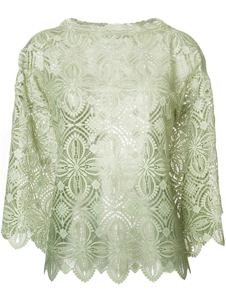 Ermanno Scervino Embroidered Crochet Blouse - Green