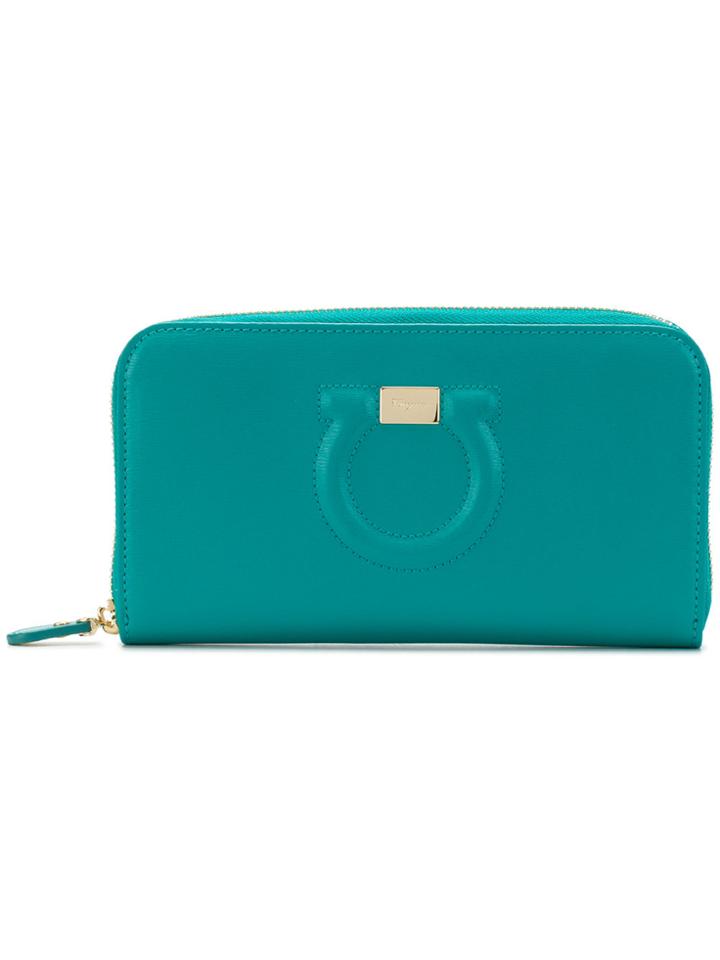 Salvatore Ferragamo Textured Gancio Wallet - Blue