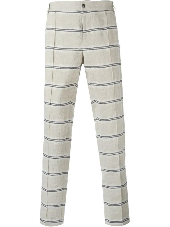 Soulland 'kreuzberg' Striped Trousers, Men's, Size: Large, Nude/neutrals, Viscose/linen/flax