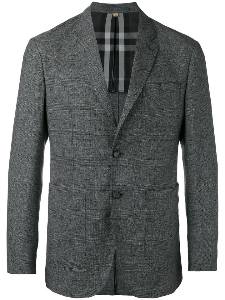 Burberry Checked Jacket, Men's, Size: 52, Black, Cotton/wool/polyamide