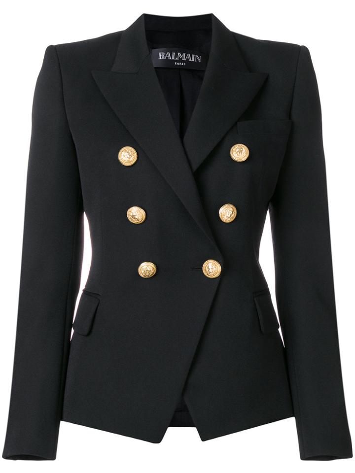 Balmain Double-breasted Fitted Jacket - Black
