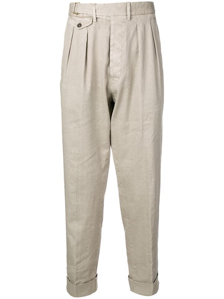 Lardini Front Pleated Trousers - Neutrals