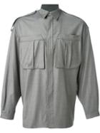 E. Tautz Epaulette Shirt, Men's, Size: Small, Grey, Wool