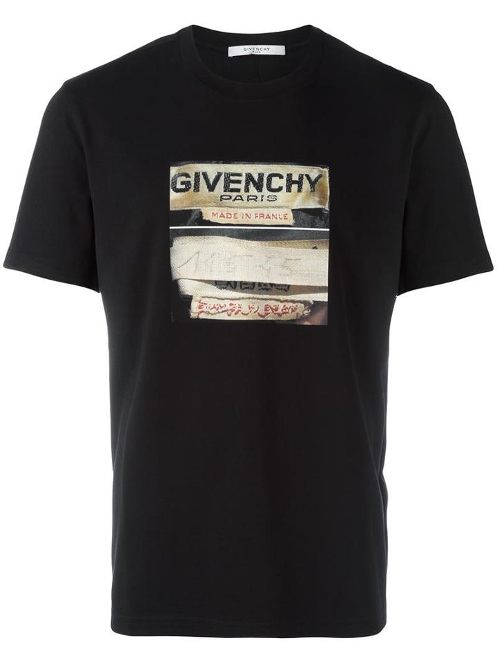 Givenchy Cuban-fit Labels Print T-shirt, Men's, Size: Medium, Black, Cotton
