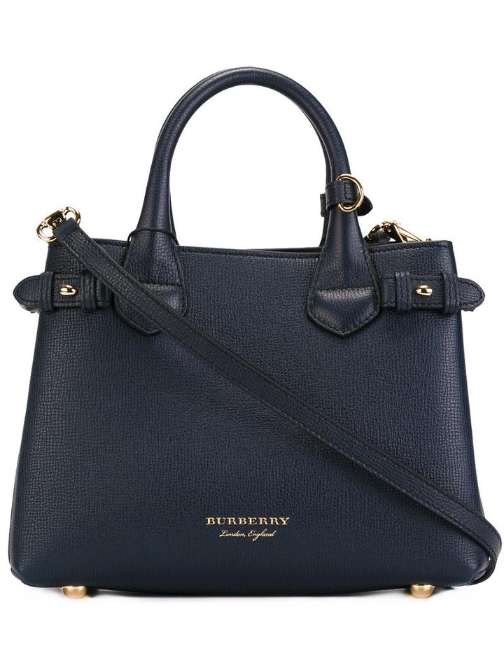 Burberry 'house Check' Shoulder Bag, Women's, Blue, Calf Leather/cotton