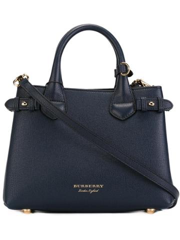 Burberry 'house Check' Shoulder Bag, Women's, Blue, Calf Leather/cotton