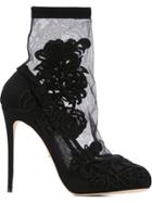 Dolce & Gabbana Floral Embroidery Sock Booties - Black