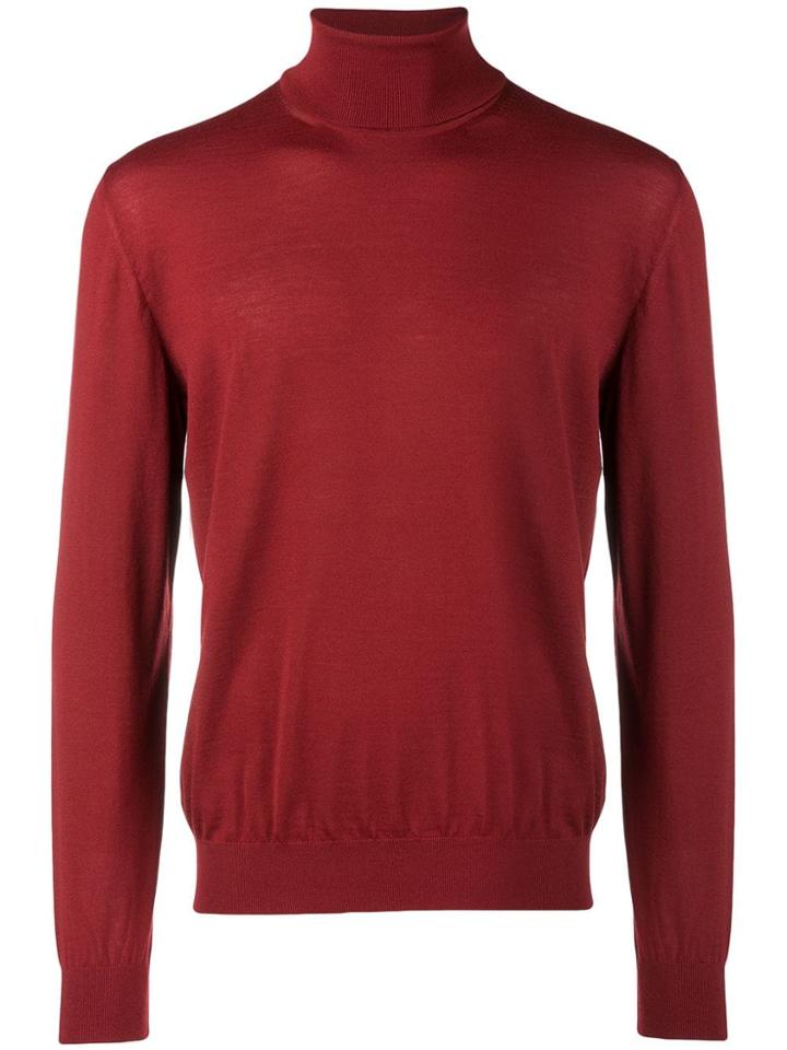 Z Zegna Roll Neck Jumper - Red