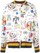 The Elder Statesman Printed Zip-up Bomber Jacket - Brown