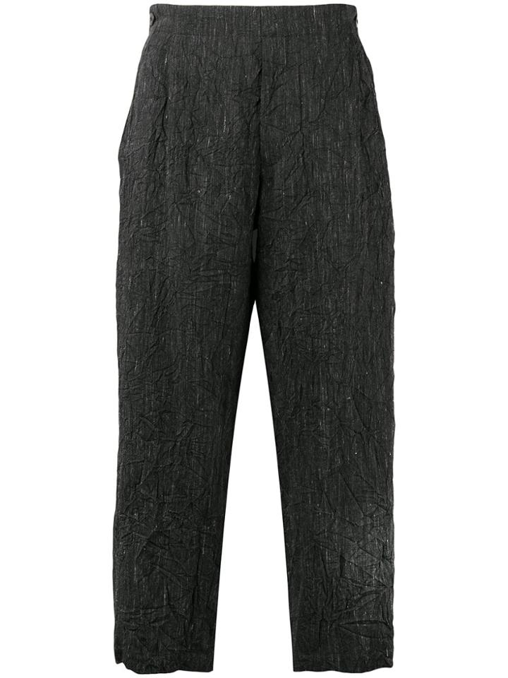 Issey Miyake Men Loose Cropped Trousers - Grey