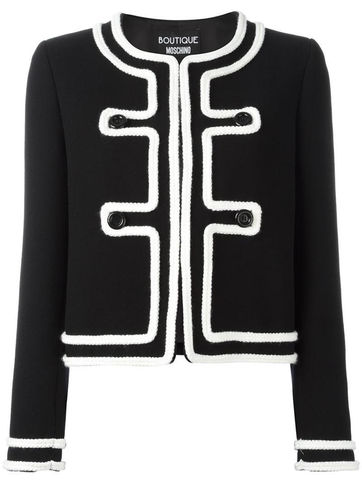 Boutique Moschino Tweed Jacket, Women's, Size: 46, Black, Virgin Wool/acrylic/acetate/rayon