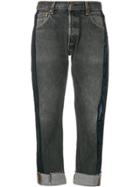 Kendall+kylie Sequin Stripe Cropped Jeans - Black