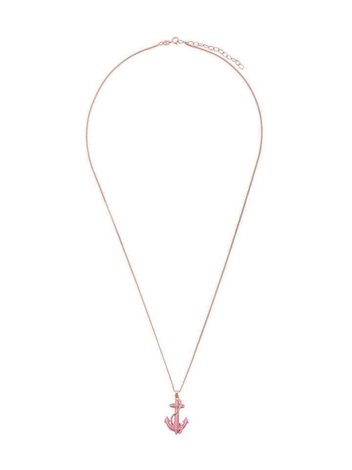 True Rocks Pink Anchor Pendant Necklace - Metallic