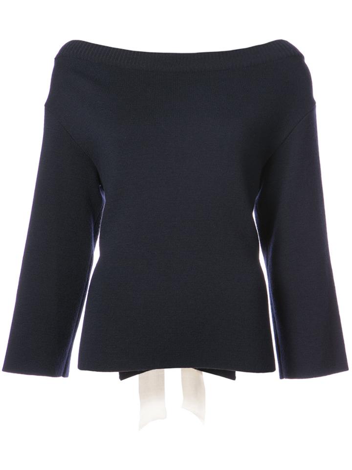 Oscar De La Renta Boatneck Jumper With Lace-up - Blue