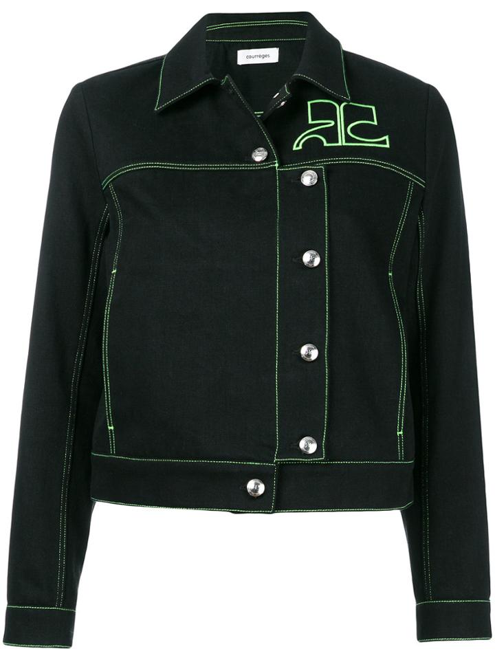 Courrèges Embroidered Logo Denim Jacket - Black