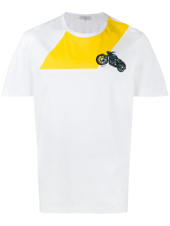 Motorcycle Embroidered T-shirt - Men - Cotton - S, White, Cotton, Salvatore Ferragamo
