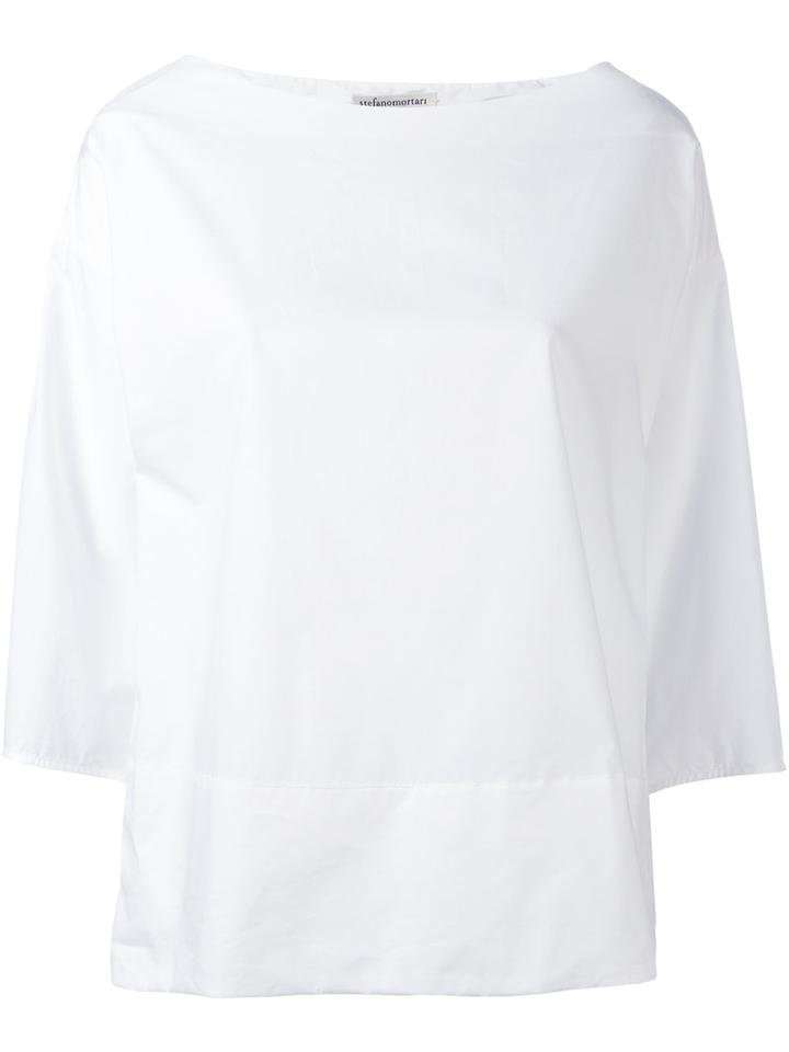 Stefano Mortari Balloon Sleeve Top, Women's, Size: 40, White, Cotton
