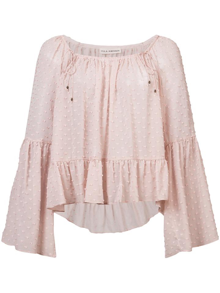 Ulla Johnson Ruffled Polka Dot Blouse - Pink & Purple