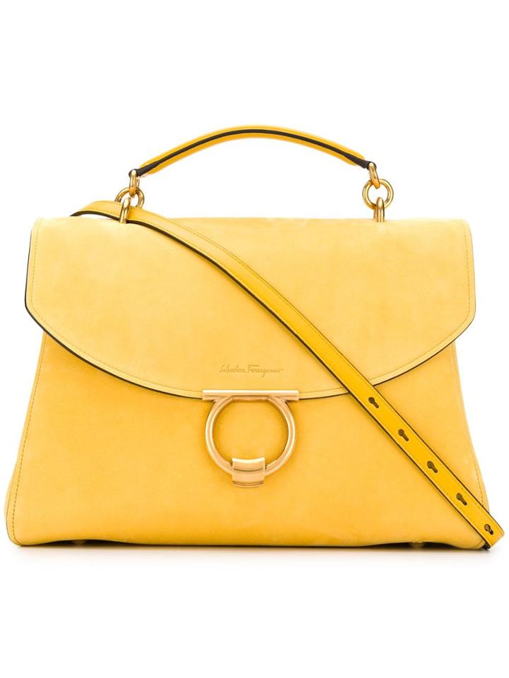 Salvatore Ferragamo Gancini Top Handle Bag - Yellow