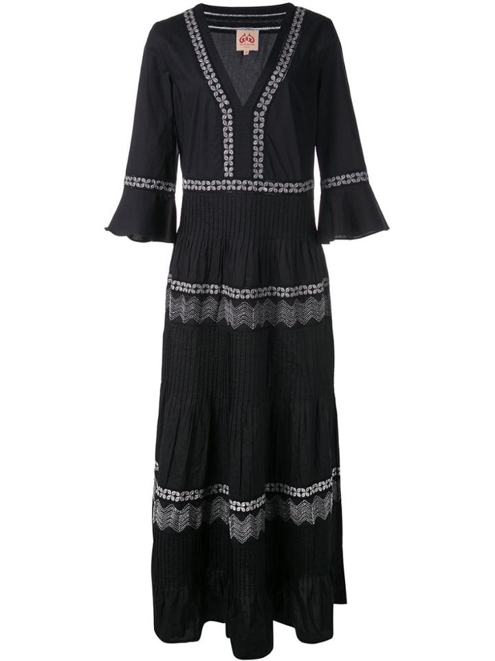 Le Sirenuse Long Flared Pleated Dress - Black
