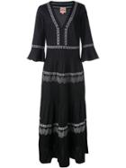 Le Sirenuse Long Flared Pleated Dress - Black