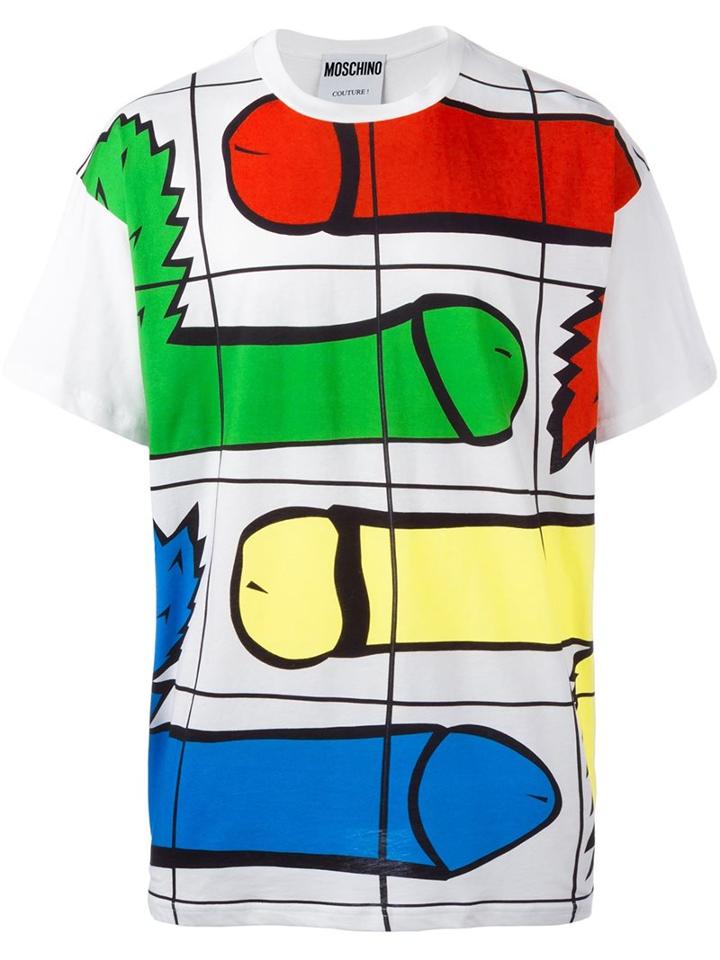 Moschino Printed T-shirt, Men's, Size: 46, White, Cotton