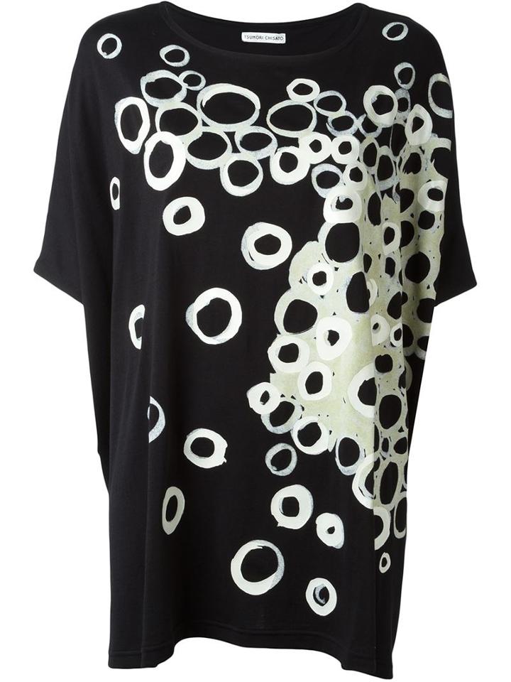 Tsumori Chisato Circle Print T-shirt, Women's, Size: 3, Black, Cotton
