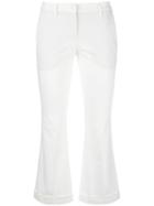 Brunello Cucinelli Cropped Kick Flare Trousers, Women's, Size: 38, White, Cotton/spandex/elastane/acetate/polyester