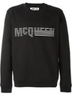 Mcq Alexander Mcqueen Striped Logo Print Sweatshirt, Men's, Size: Xl, Black, Cotton/polyester