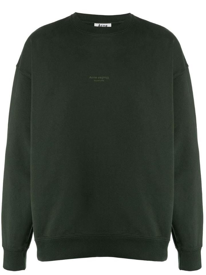 Acne Studios Inverted Logo Print Crewneck Sweater - Green