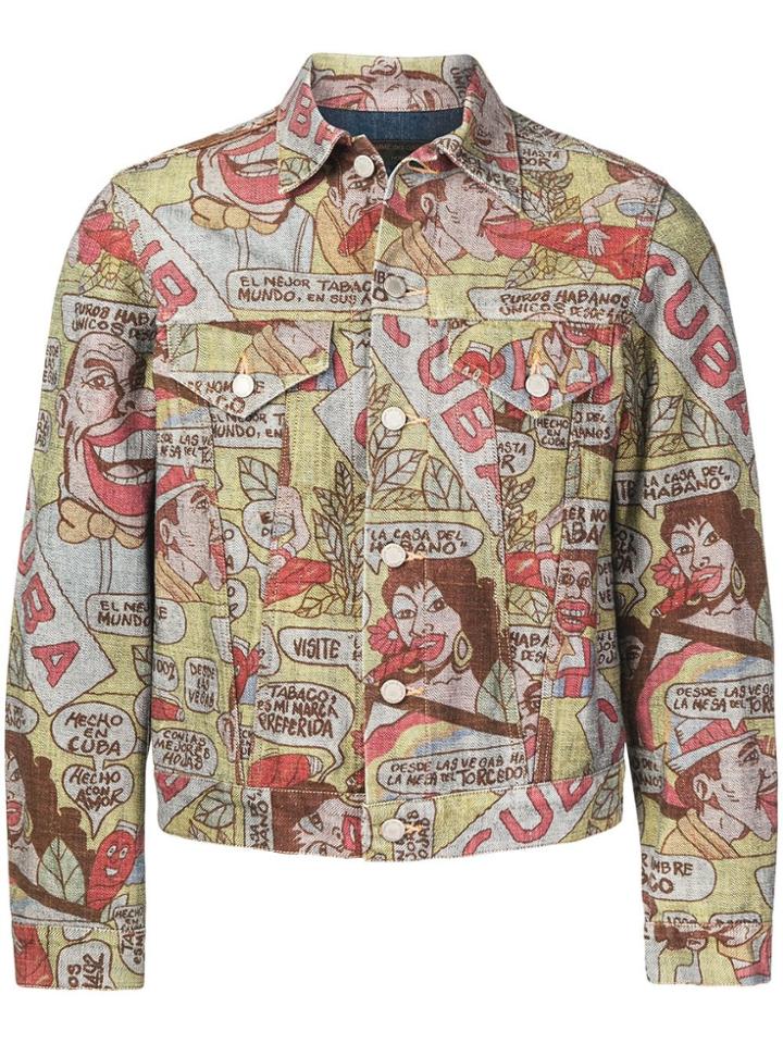 Comme Des Garçons Vintage Comicbook Print Denim Jacket - Green